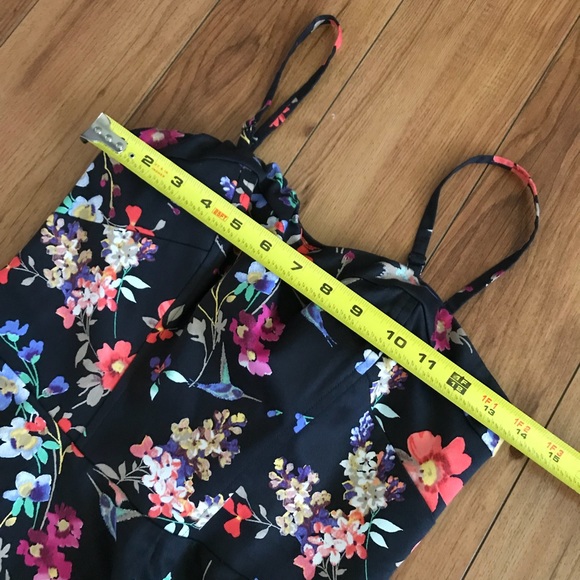 Express Floral Black Fit + Flare Dress - Picture 7 of 8